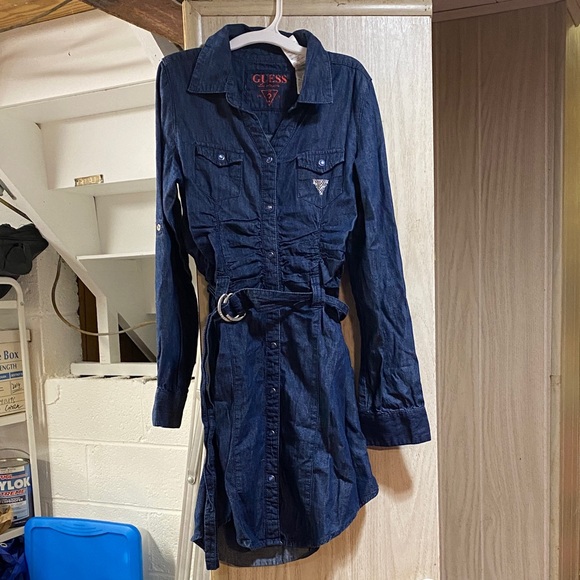 Guess Denim Belted Shirt Dress - Picture 1 of 8